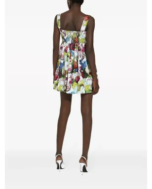 Dolce & Gabbana 花柄プリント コルセット コットン ミニドレス - White - サムネイル4