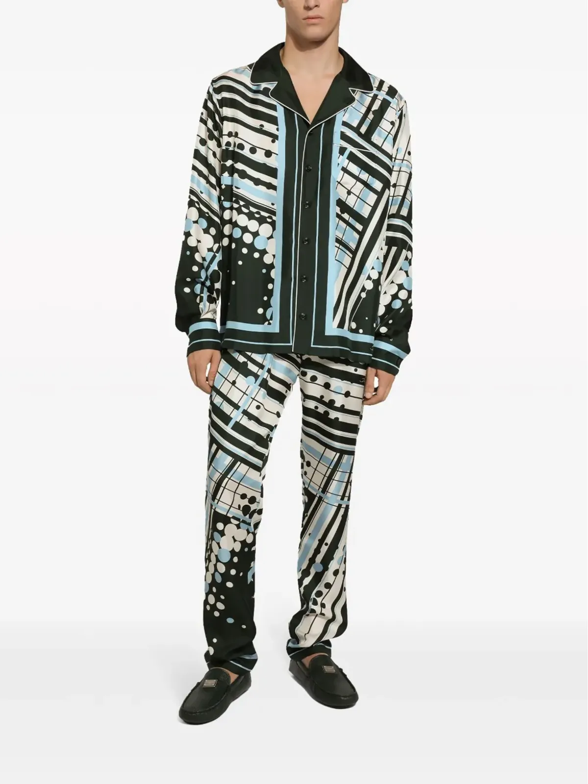 Dolce & Gabbana アブストラクトプリント シルク パジャマパンツ - ホワイト - 画像3