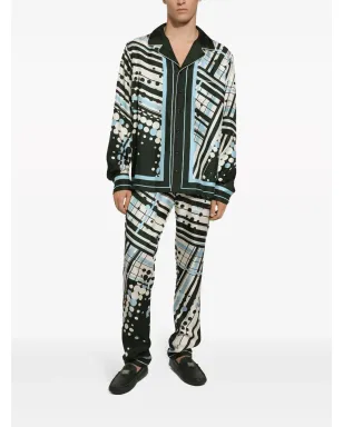 Dolce & Gabbana アブストラクトプリント シルク パジャマパンツ - ホワイト - サムネイル3