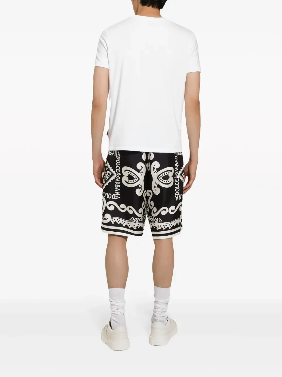 Dolce & Gabbana ロゴプリント シルクショートパンツ - ブラック - 画像3