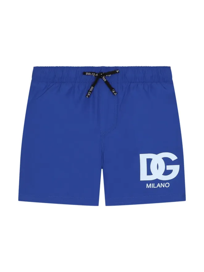 Dolce & Gabbana Kids Dolce & Gabbana Kids ロゴプリント スイムショーツ ブルーの商品画像
