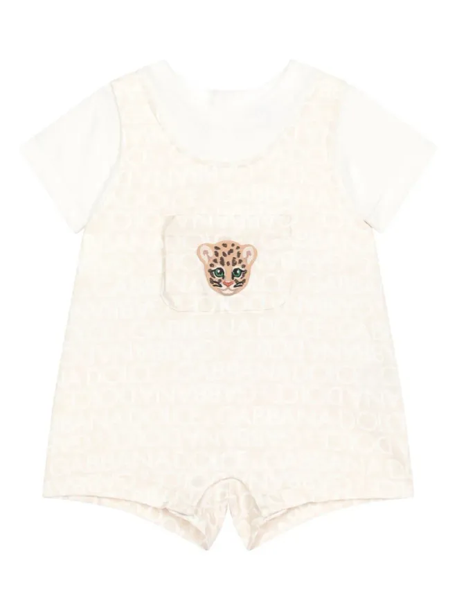 Dolce & Gabbana Kids Dolce & Gabbana Kids ロゴアップリケ コットン ロンパースの商品画像
