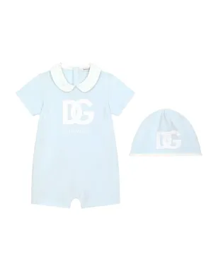 Dolce & Gabbana Kids ロゴプリント コットン ロンパースとビーニー セット - サムネイル1