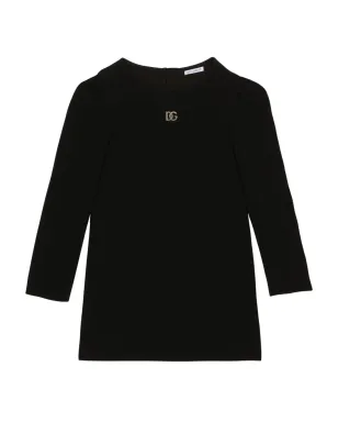 Dolce & Gabbana Kids DG刺繍入り長袖ドレス ブラック - サムネイル1