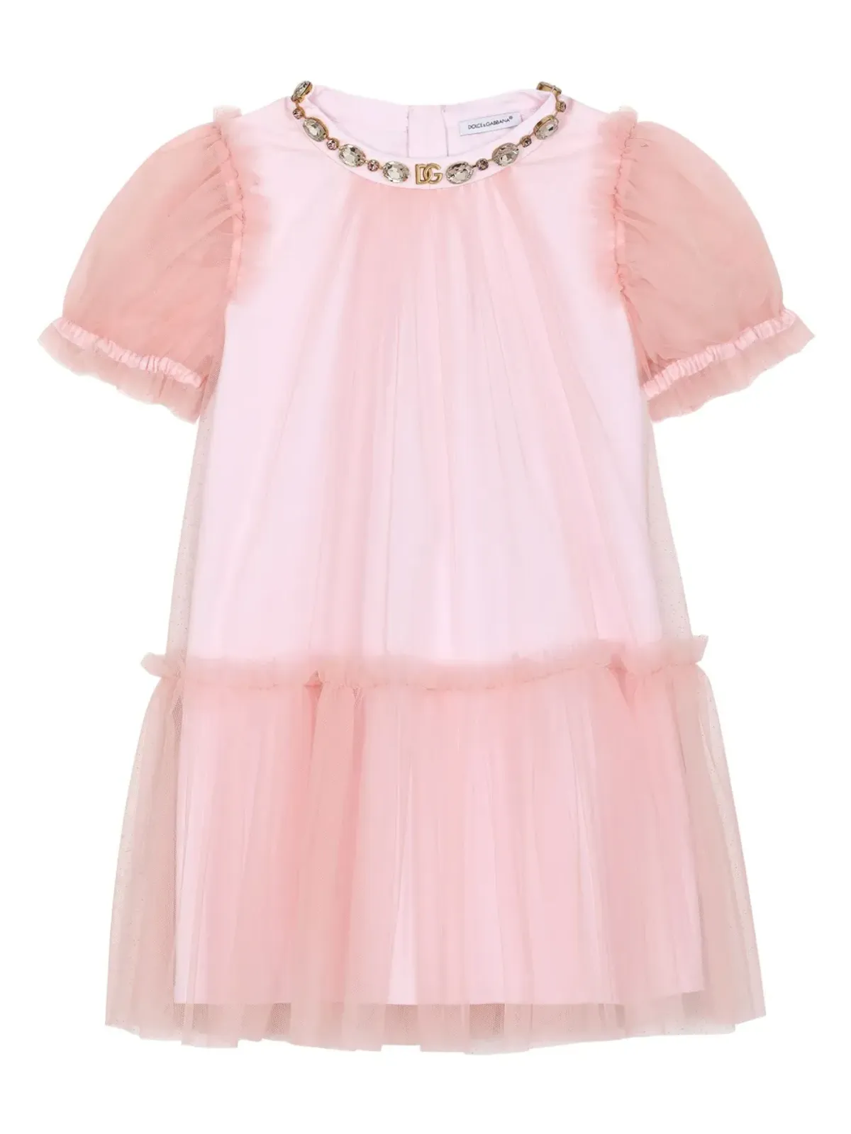 Dolce & Gabbana Kids ドレス（チュールとラインストーン装飾）ピンク - 画像1