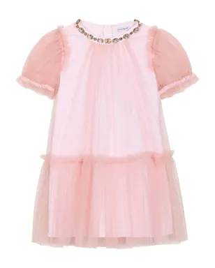 Dolce & Gabbana Kids ドレス（チュールとラインストーン装飾）ピンク - サムネイル1