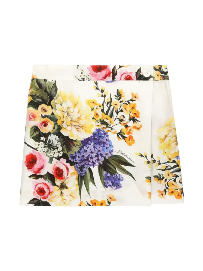 Dolce & Gabbana Kids Dolce & Gabbana Kids 花柄プリントポプリンショーツ - 白の商品画像
