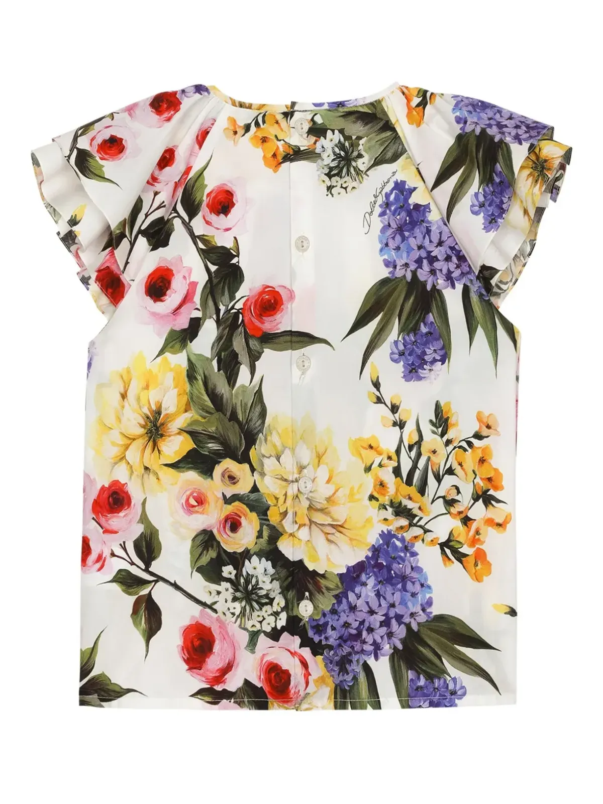 Dolce & Gabbana Kids Giardino柄コットンブラウス - 白 - 画像2