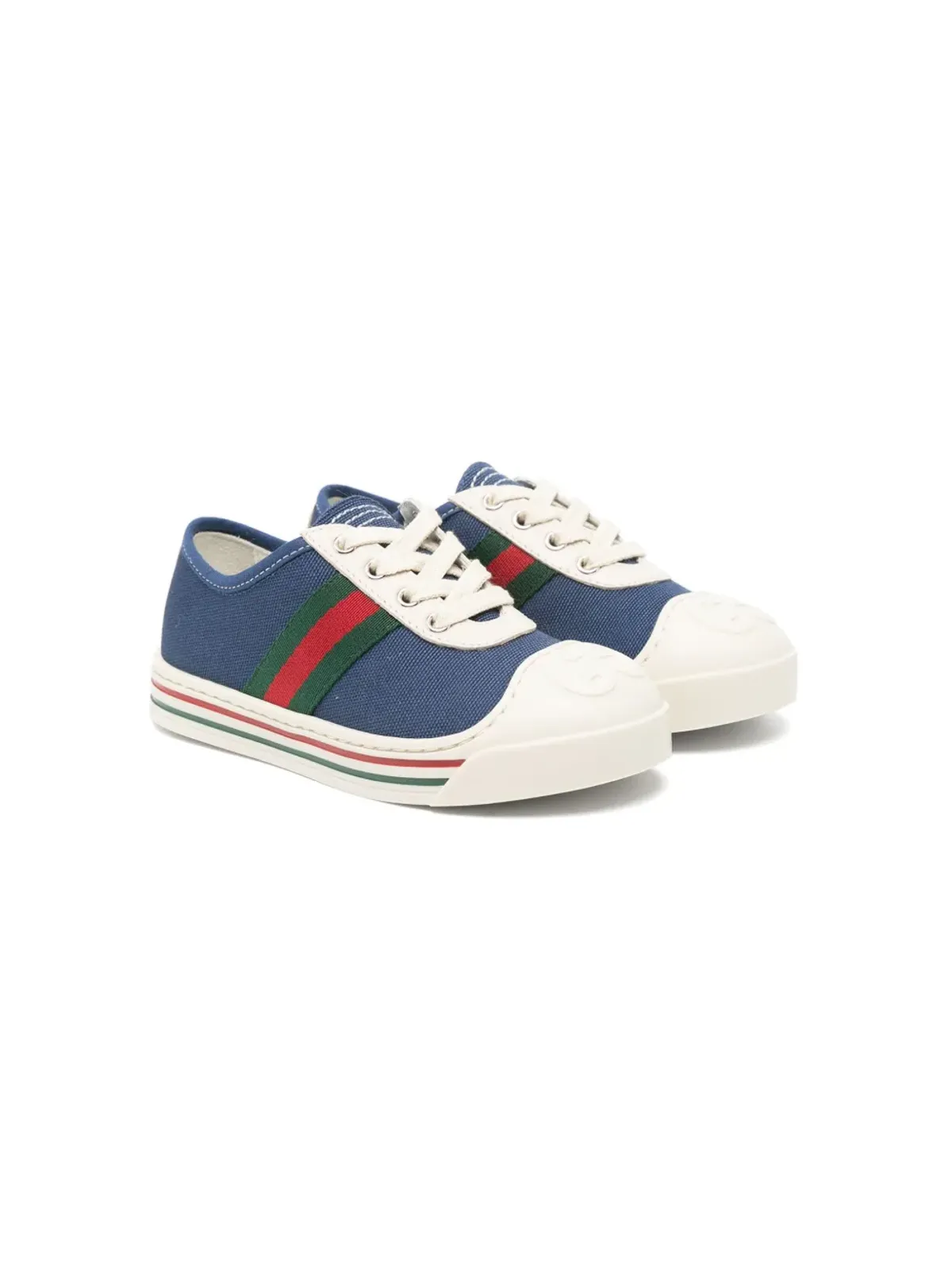 Gucci Kids ウェブトリム キャンバススニーカー - 画像1