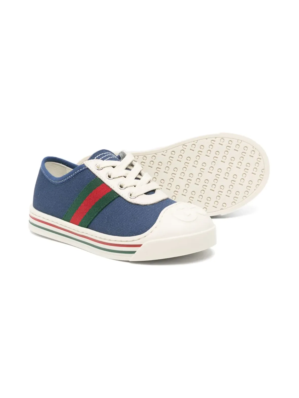 Gucci Kids ウェブトリム キャンバススニーカー - 画像2