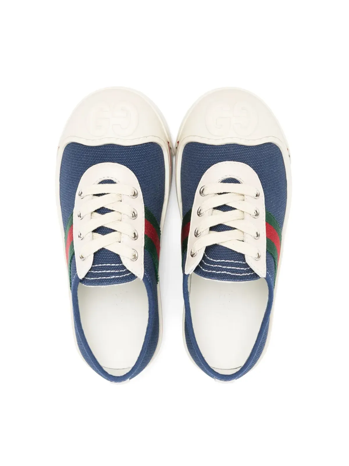 Gucci Kids ウェブトリム キャンバススニーカー - 画像3