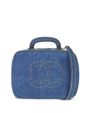 CHANEL ビンテージ 1997 CCステッチ ヴァニティハンドバッグ - ブルー - サムネイル1