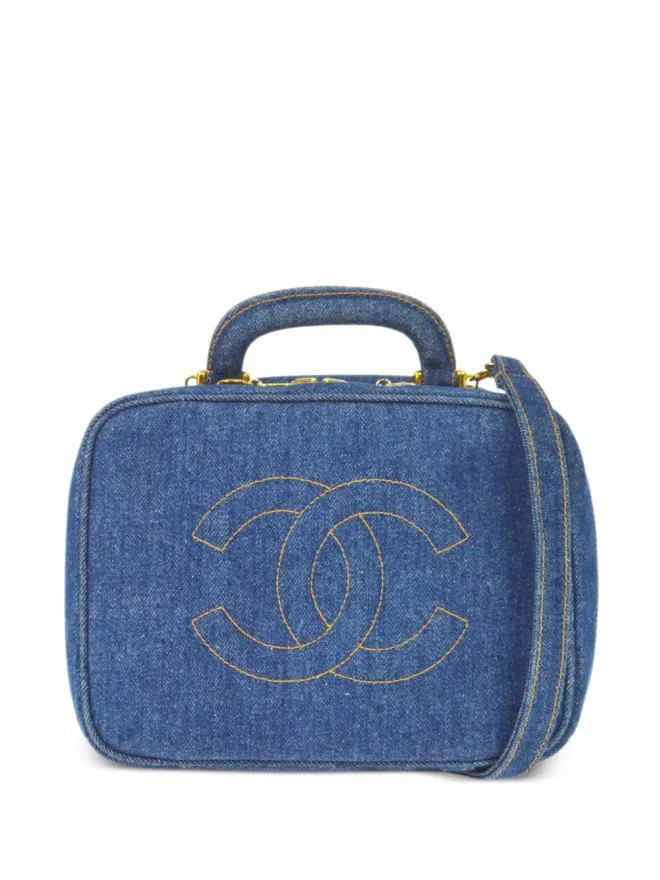 CHANEL Pre-Owned CHANEL ビンテージ 1997 CCステッチ ヴァニティハンドバッグ - ブルーの商品画像
