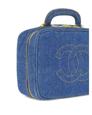 CHANEL ビンテージ 1997 CCステッチ ヴァニティハンドバッグ - ブルー - サムネイル3