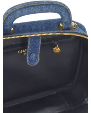 CHANEL ビンテージ 1997 CCステッチ ヴァニティハンドバッグ - ブルー - サムネイル4