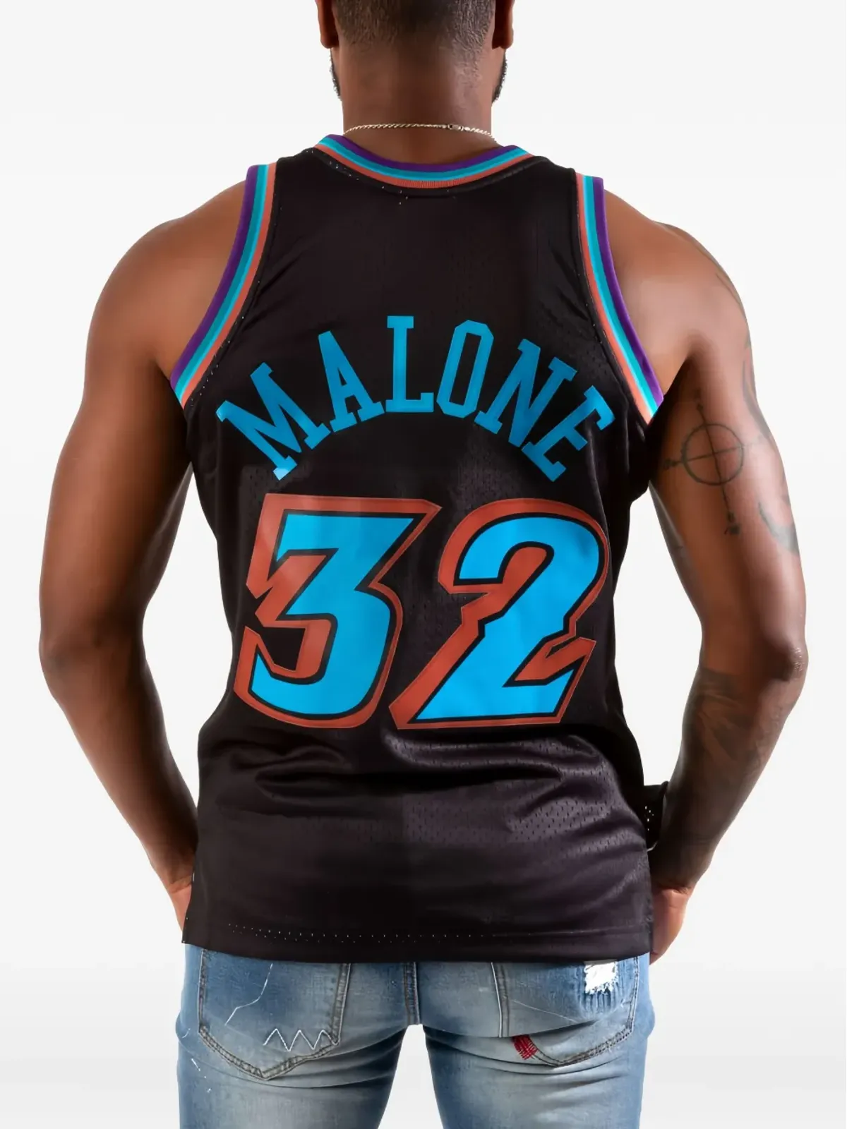 Mitchell & Ness リロードスイングマン NBA ユタジャズ 1996 カール・マローン Tシャツ - ブラック - 画像4