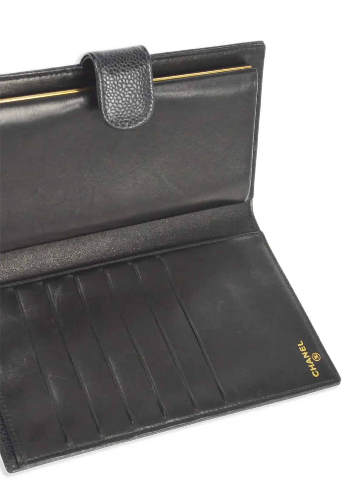 CHANEL ビンテージ 2002年 CC レザー ウォレット ブラック - 画像5
