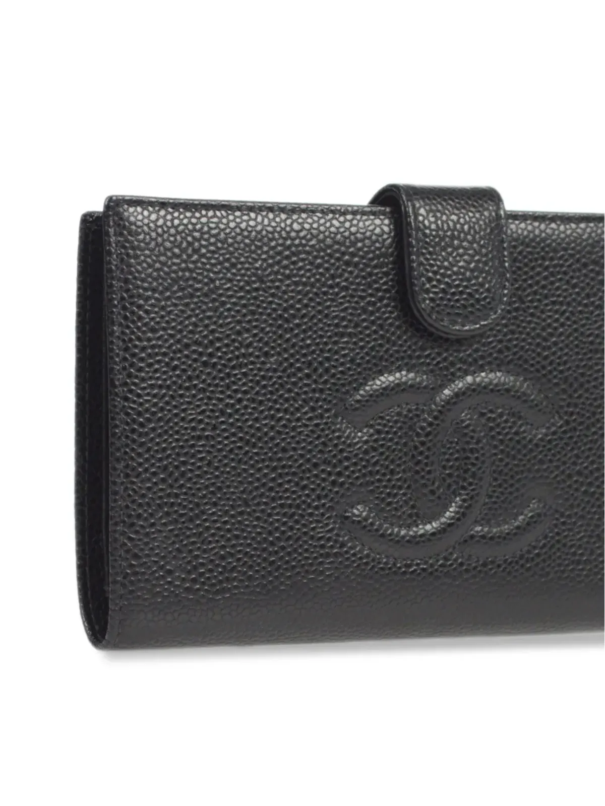 CHANEL ビンテージ 2002年 CC レザー ウォレット ブラック - 画像3