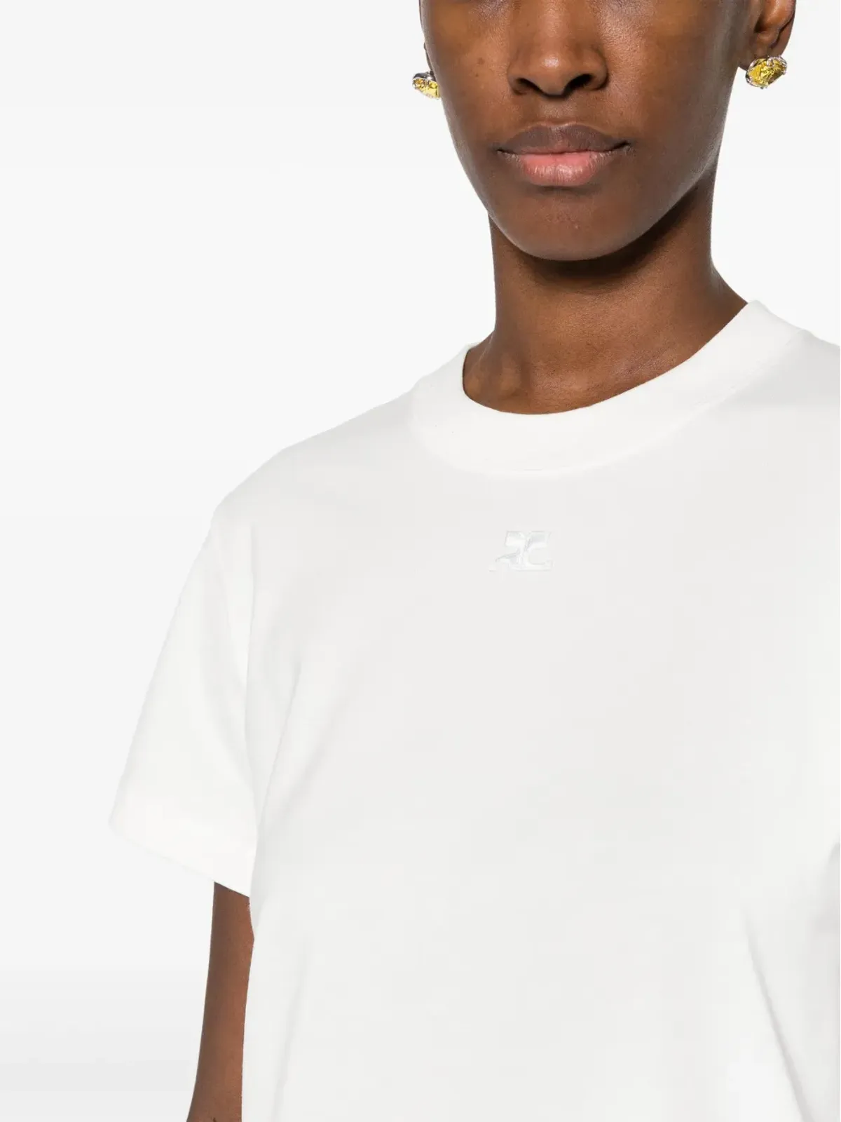 Courrèges ロゴアップリケ コットンTシャツ（ホワイト） - 画像5