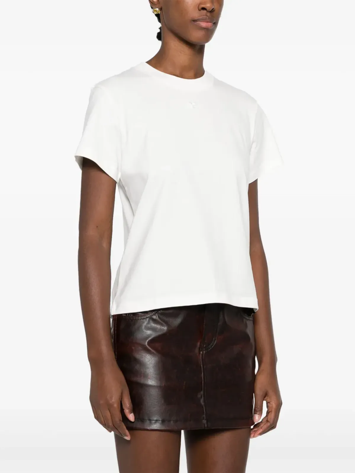 Courrèges ロゴアップリケ コットンTシャツ（ホワイト） - 画像3