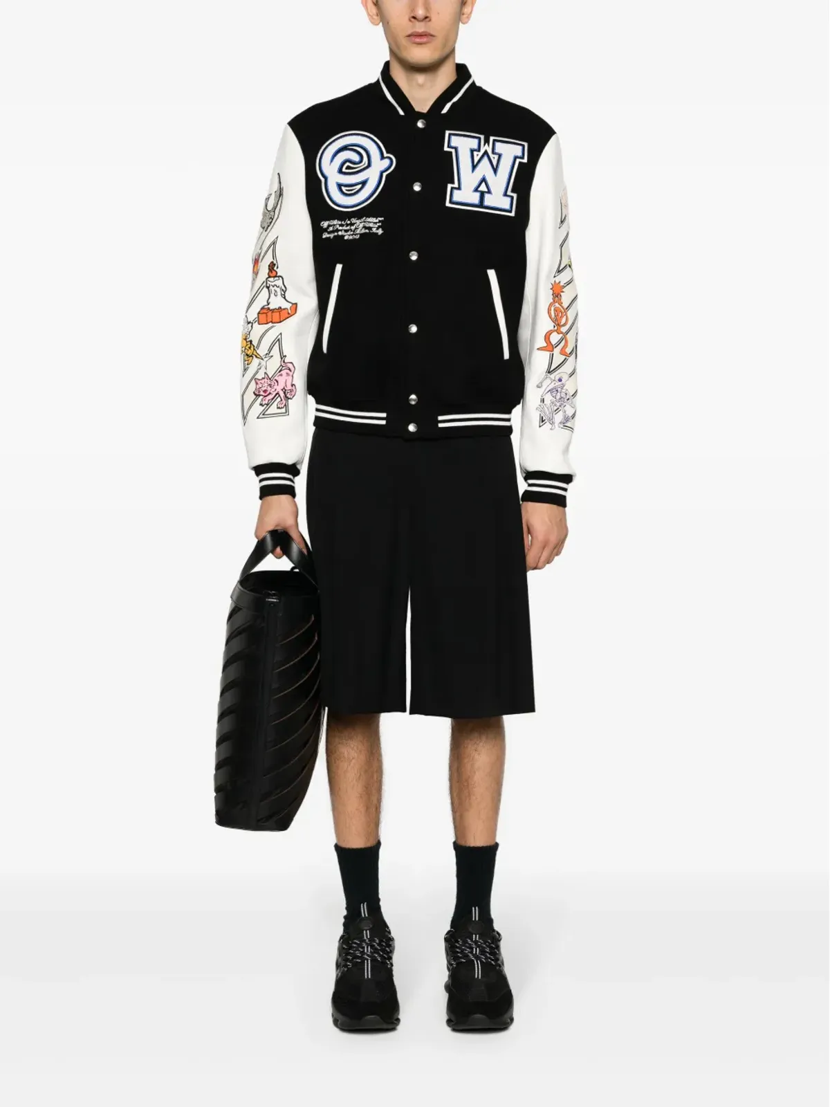 Off-White ロジックパッチ バーシティジャケット - ブラック - 画像2
