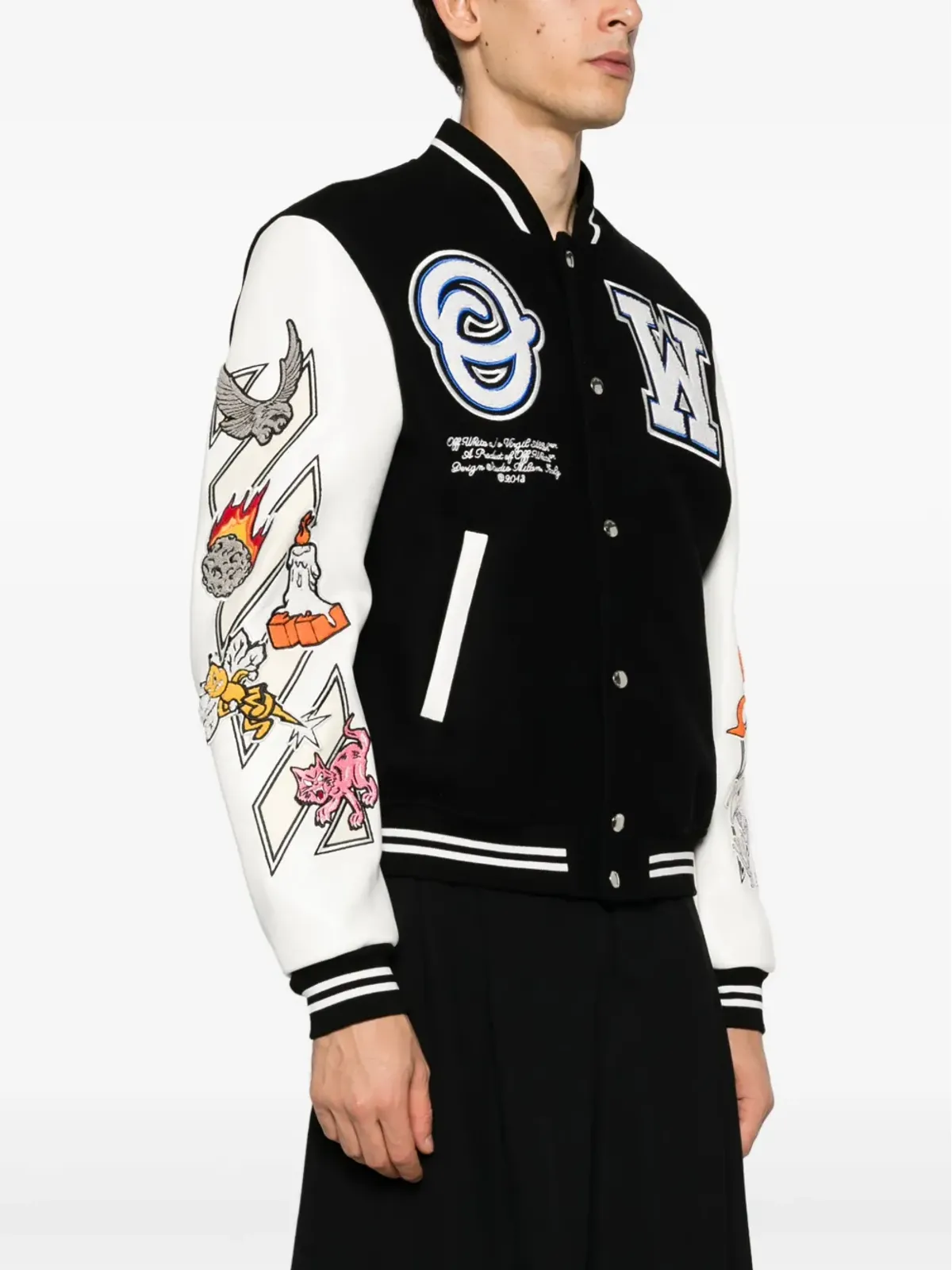 Off-White ロジックパッチ バーシティジャケット - ブラック - 画像4