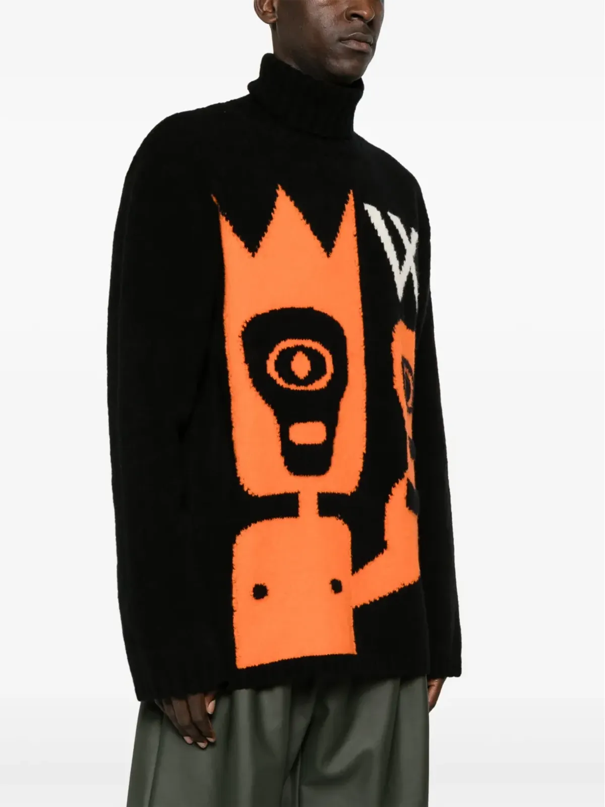 Walter Van Beirendonck スカルインターシャ・ニット ウール混紡 ジャンパー - ブラック - 画像3