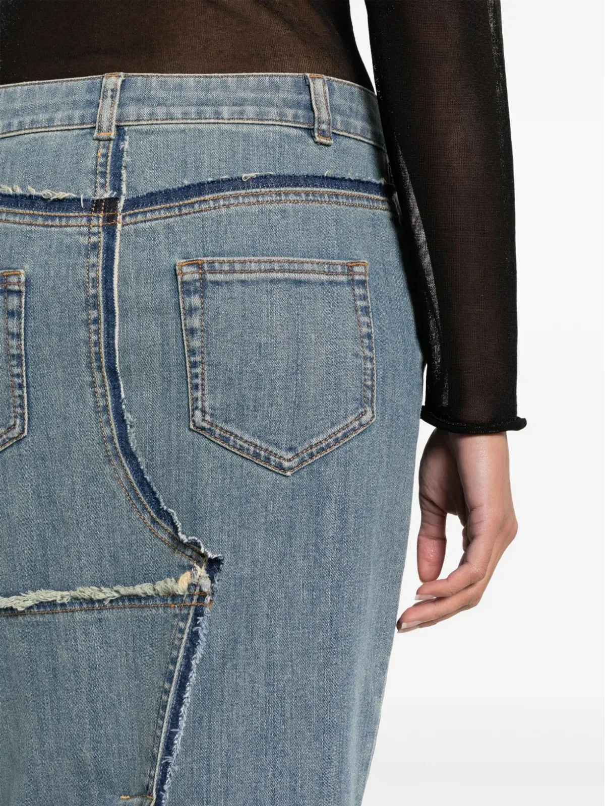 TOM FORD ほつれ加工のペンシルミディスカート - ブルー - 画像5