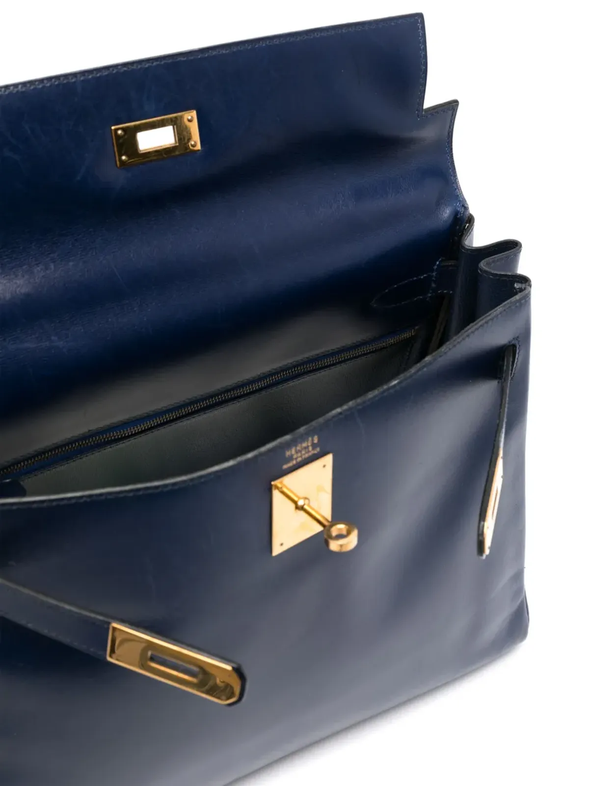 Hermès ビンテージ 1995 Kelly 32 ツーウェイ ハンドバッグ ブルー - 画像5