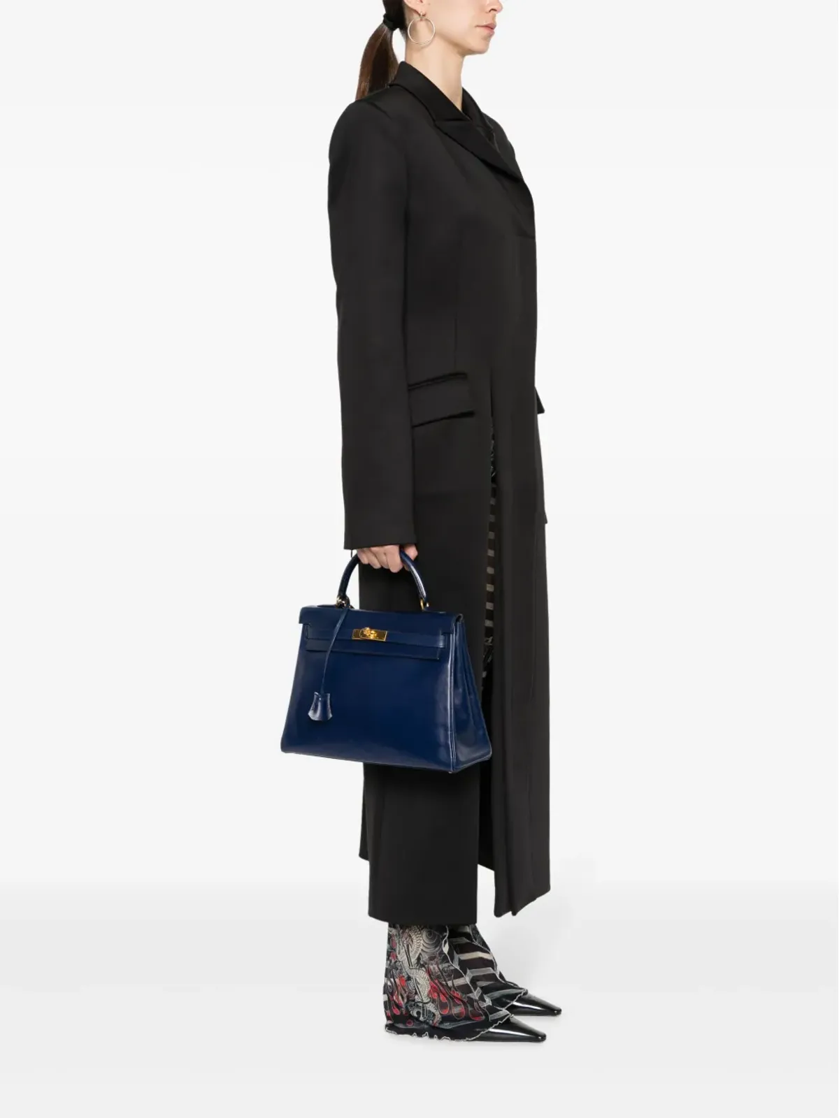 Hermès ビンテージ 1995 Kelly 32 ツーウェイ ハンドバッグ ブルー - 画像2
