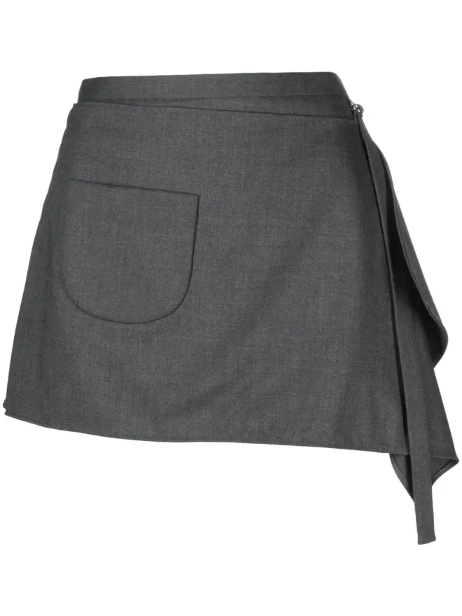 Courrèges Courrèges ドレープ ヴァージンウール混ミニスカート - グレーの商品画像