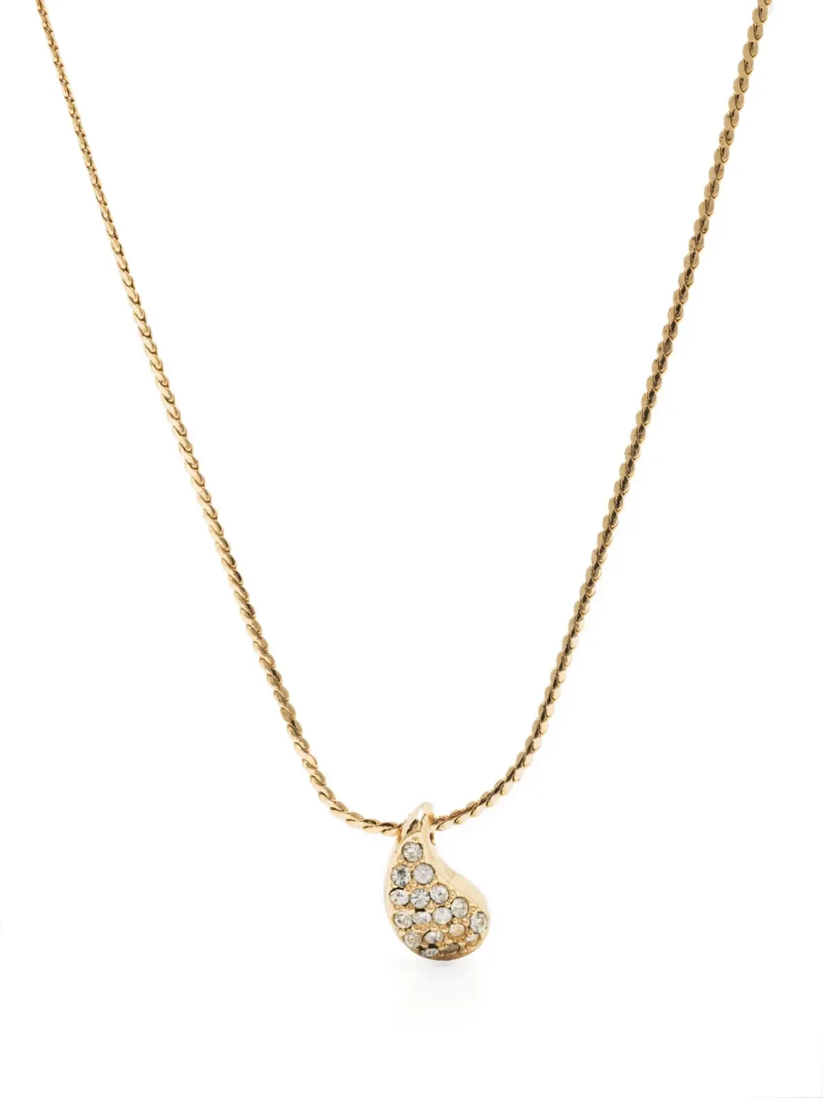 Christian Dior ビンテージ クリスタル装飾ペンダントネックレス - ゴールド - 画像1