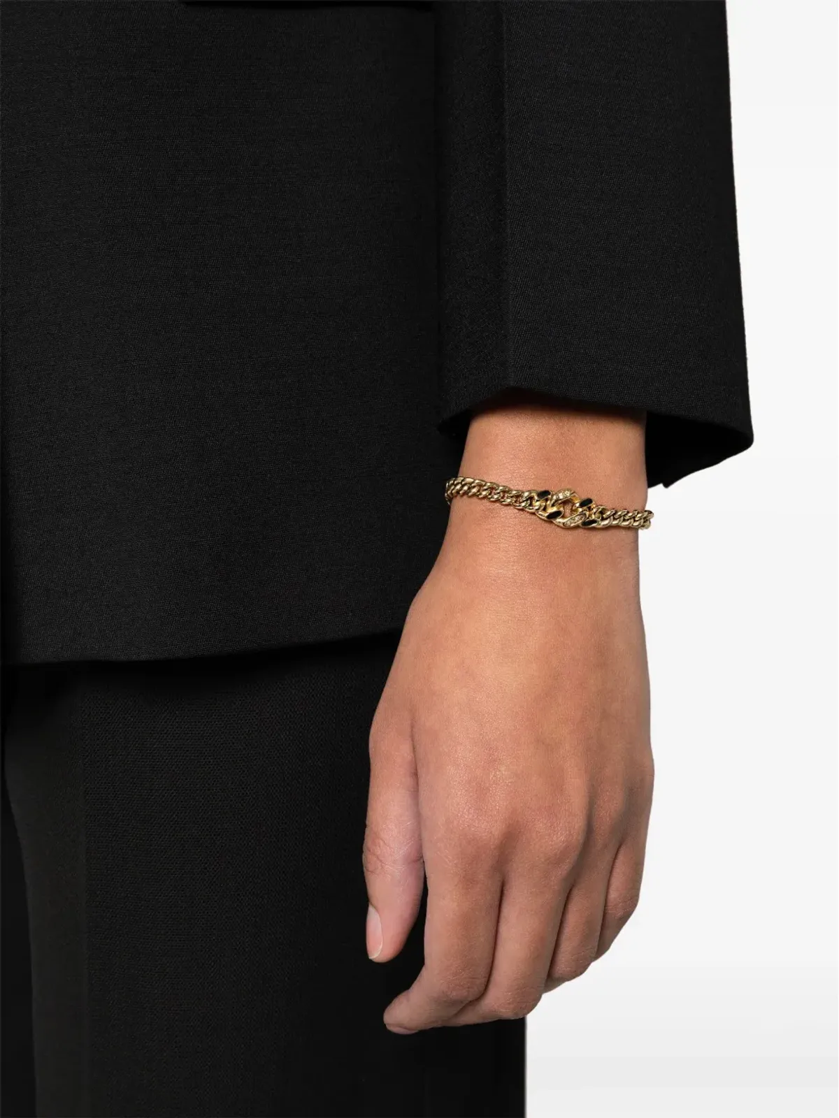 Christian Dior ビンテージ 1990年代 ラインストーン付きチェーン ブレスレット - ゴールド - 画像2