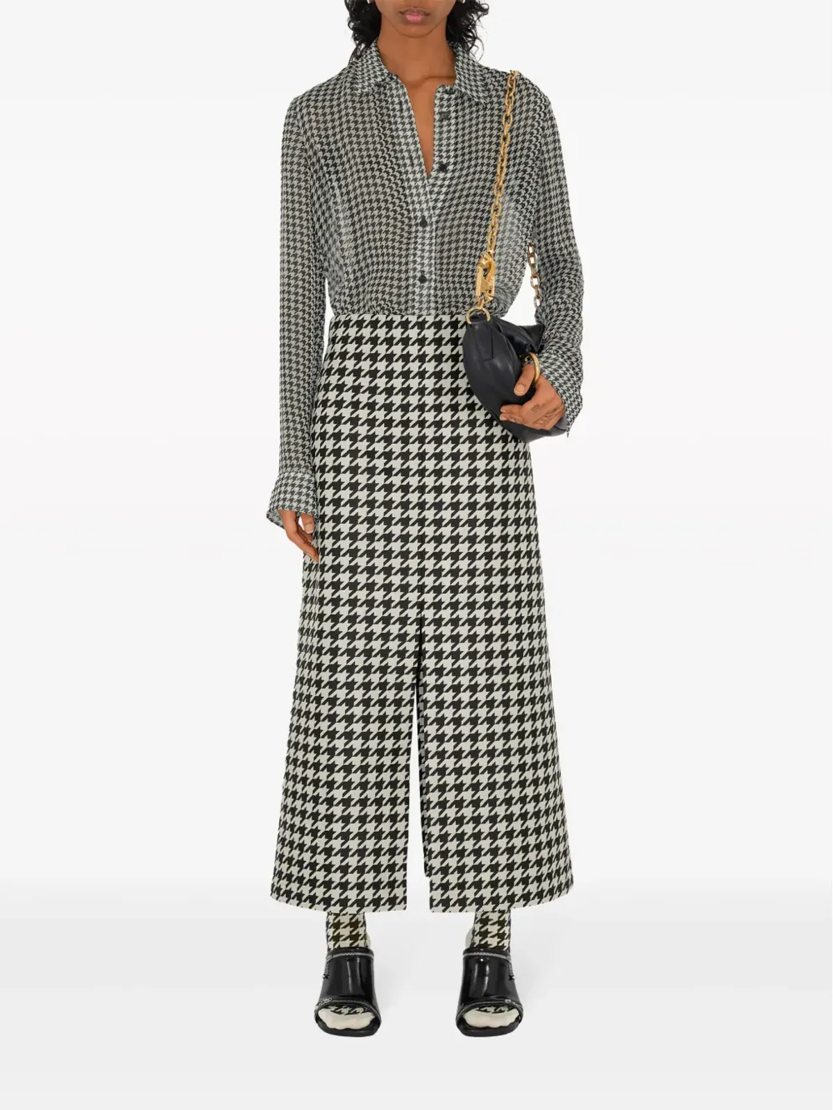 Burberry ヘリンボーン柄ギャバジン クロップドパンツ - ブラック - 画像2