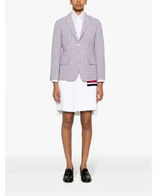 Thom Browne チェック柄クレープのシングルブレストブレザー - ホワイト - サムネイル2