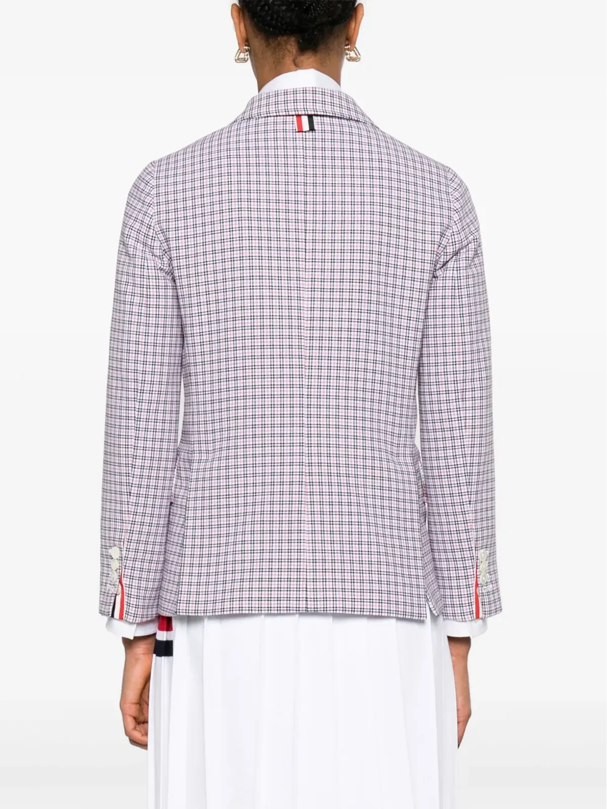 Thom Browne チェック柄クレープのシングルブレストブレザー - ホワイト - 画像4