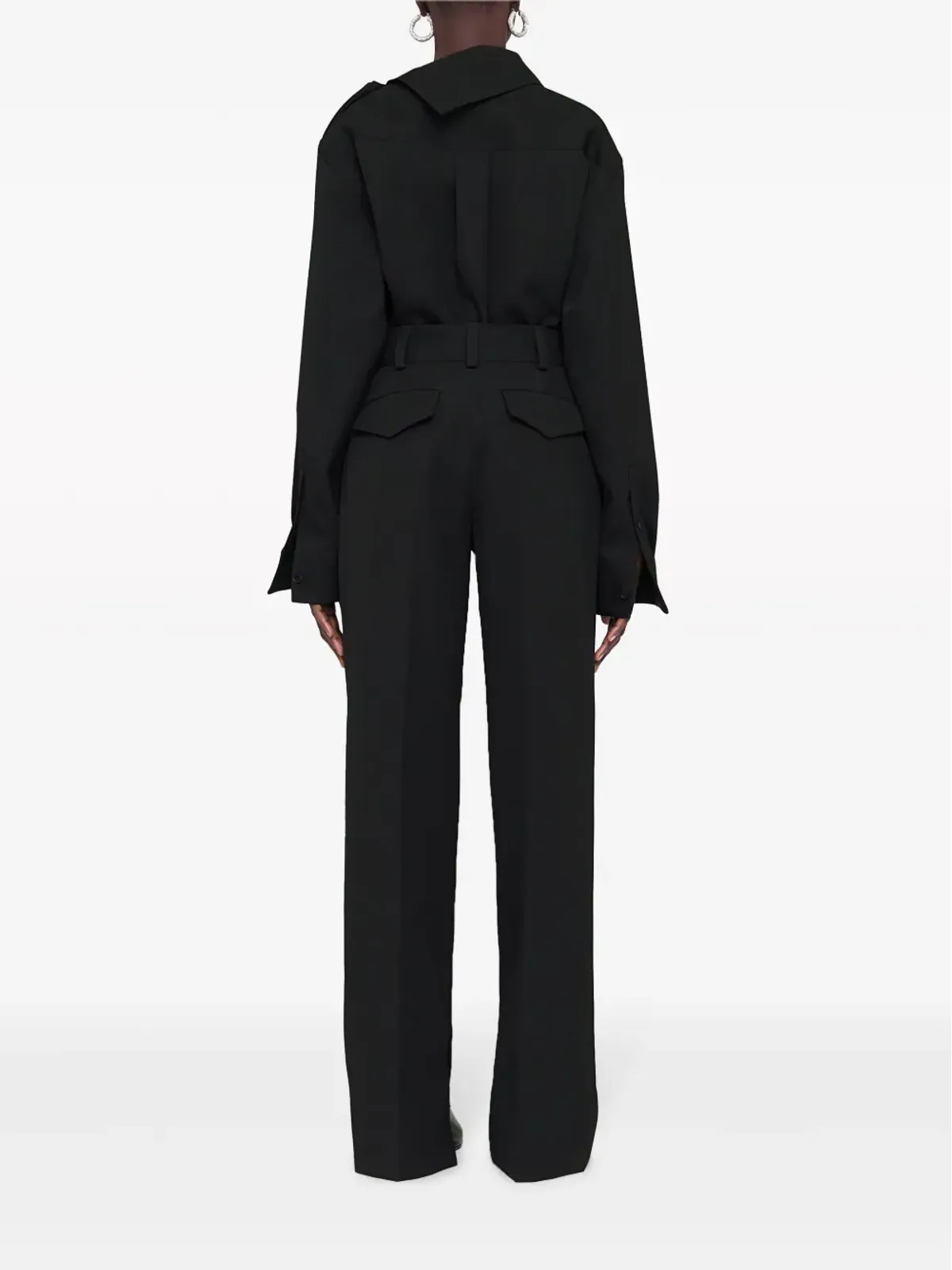 Jil Sander ベルテッド ウール ワイドレッグ トラウザーズ - 画像4