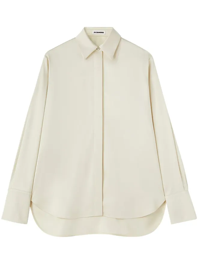 Jil Sander Jil Sander ポインテッドカラー サテン シャツ ホワイトの商品画像