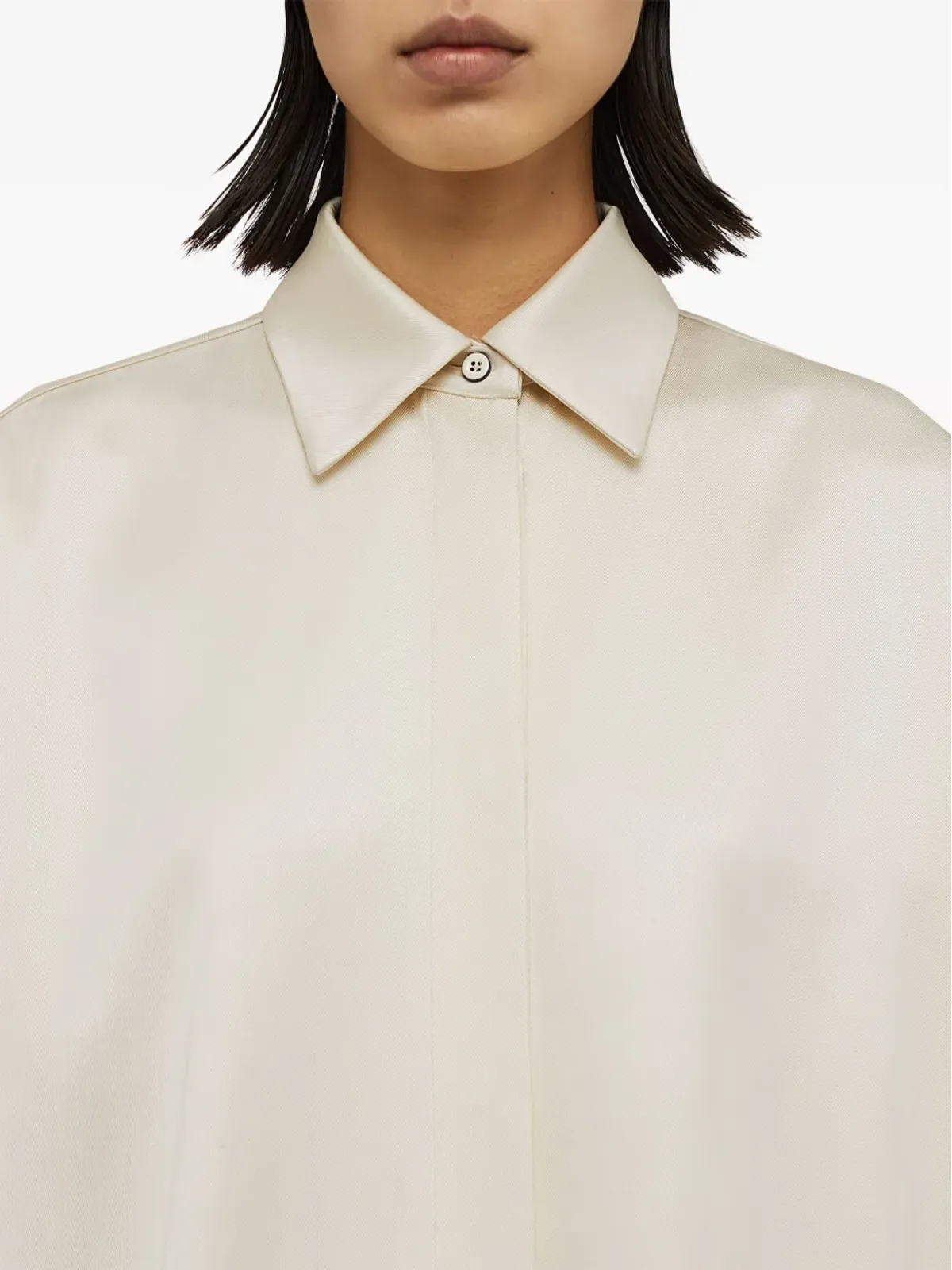 Jil Sander ポインテッドカラー サテン シャツ ホワイト - 画像3