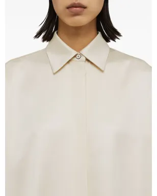 Jil Sander ポインテッドカラー サテン シャツ ホワイト - サムネイル3