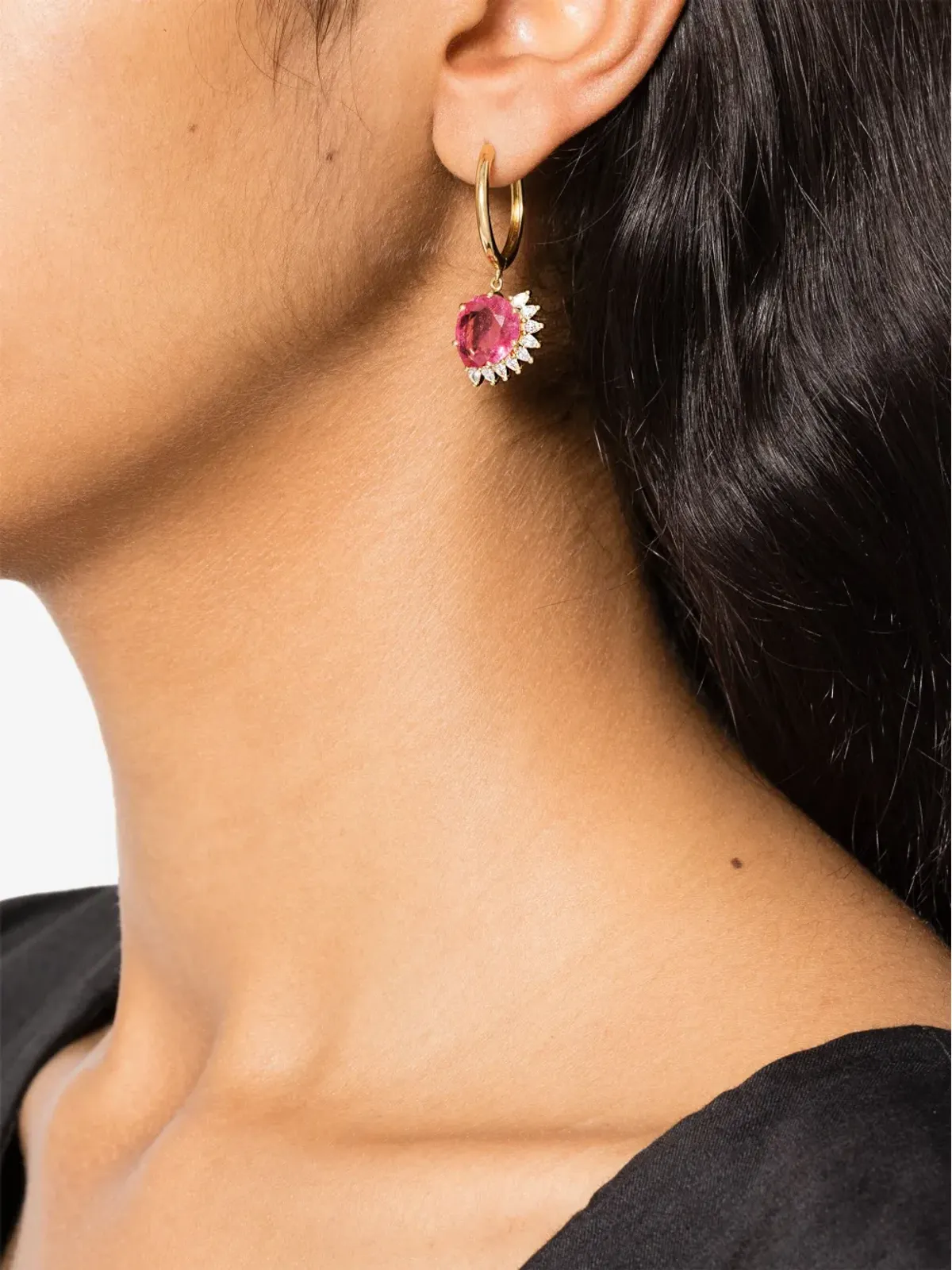 Pascale Monvoisin 18kt yellow gold Sun Nº2 diamond and tourmaline single earring - 画像2