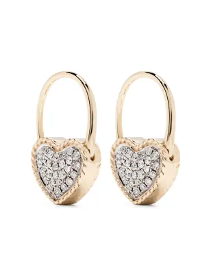 Yvonne Léon 9kt イエローゴールド Creole Cadenas Coeur ダイヤモンド イヤリング - サムネイル1