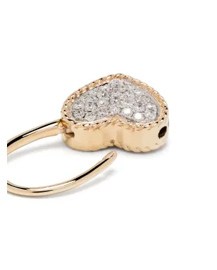 Yvonne Léon 9kt イエローゴールド Creole Cadenas Coeur ダイヤモンド イヤリング - サムネイル3