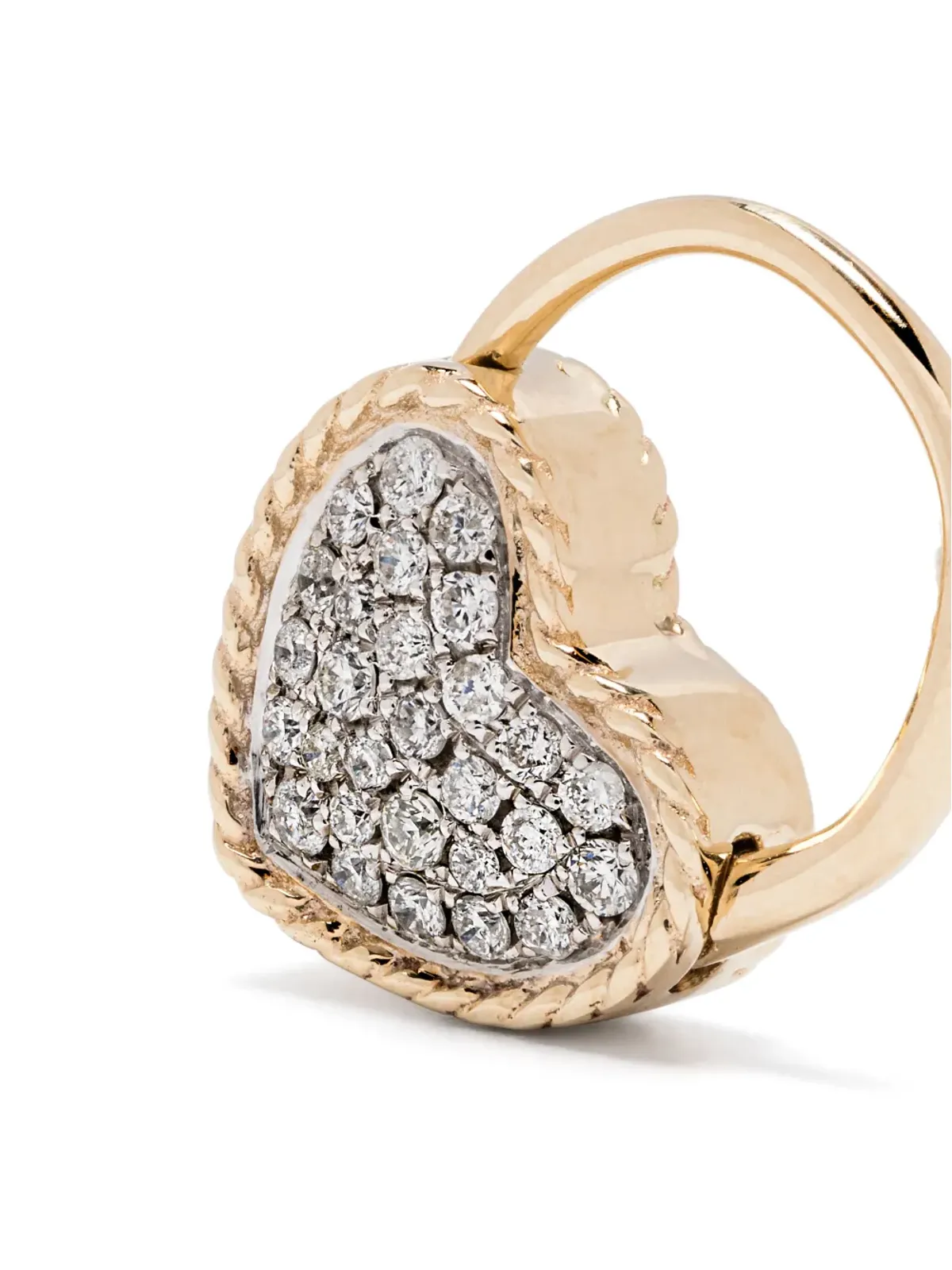 Yvonne Léon 9kt イエローゴールド Creole Cadenas Coeur ダイヤモンド イヤリング - 画像4