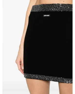 Miu Miu スパンコール装飾ミニスカート - ブラック - サムネイル5
