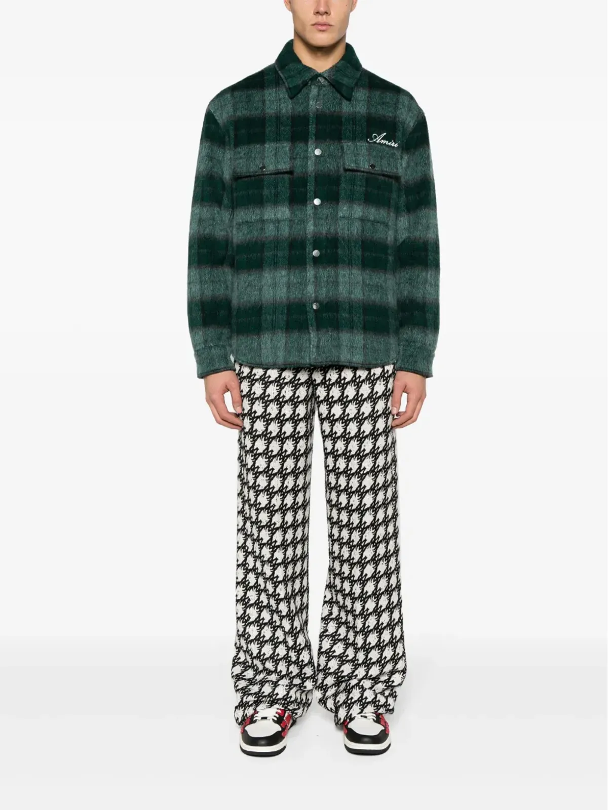 AMIRI 刺繍ロゴ入り チェック柄シャツジャケット - グリーン - 画像2