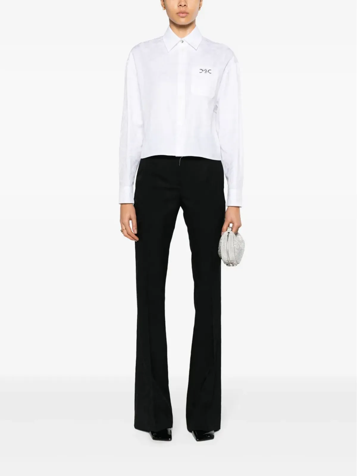 Versace バロッコ ジャカード クロップドシャツ ホワイト - 画像2