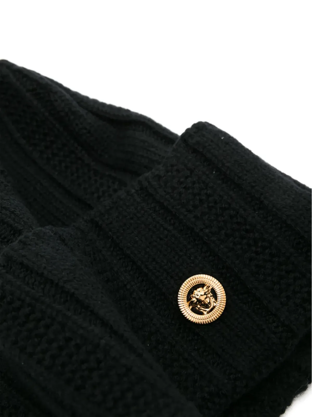 Versace メデューサ柄リブ編みビーニー ブラック - 画像2