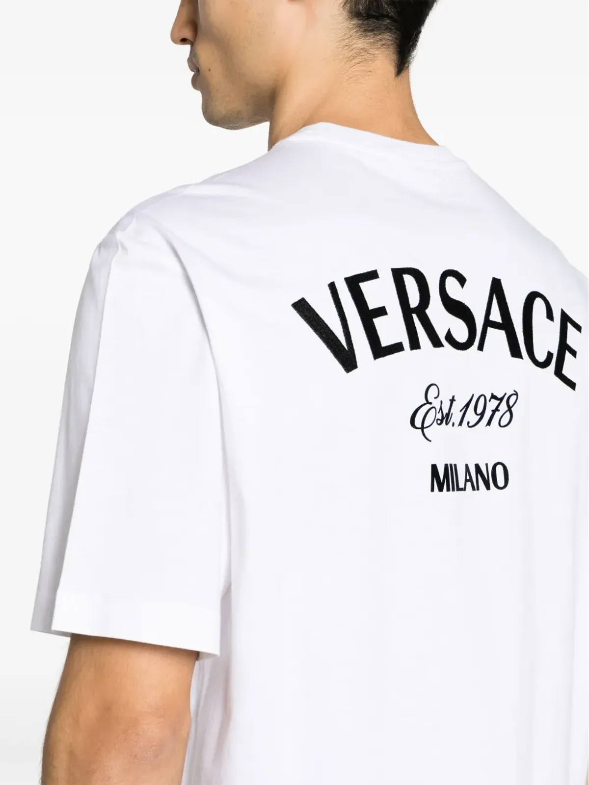 Versace Milano Stamp 刺繍入りコットンTシャツ - ホワイト - 画像5