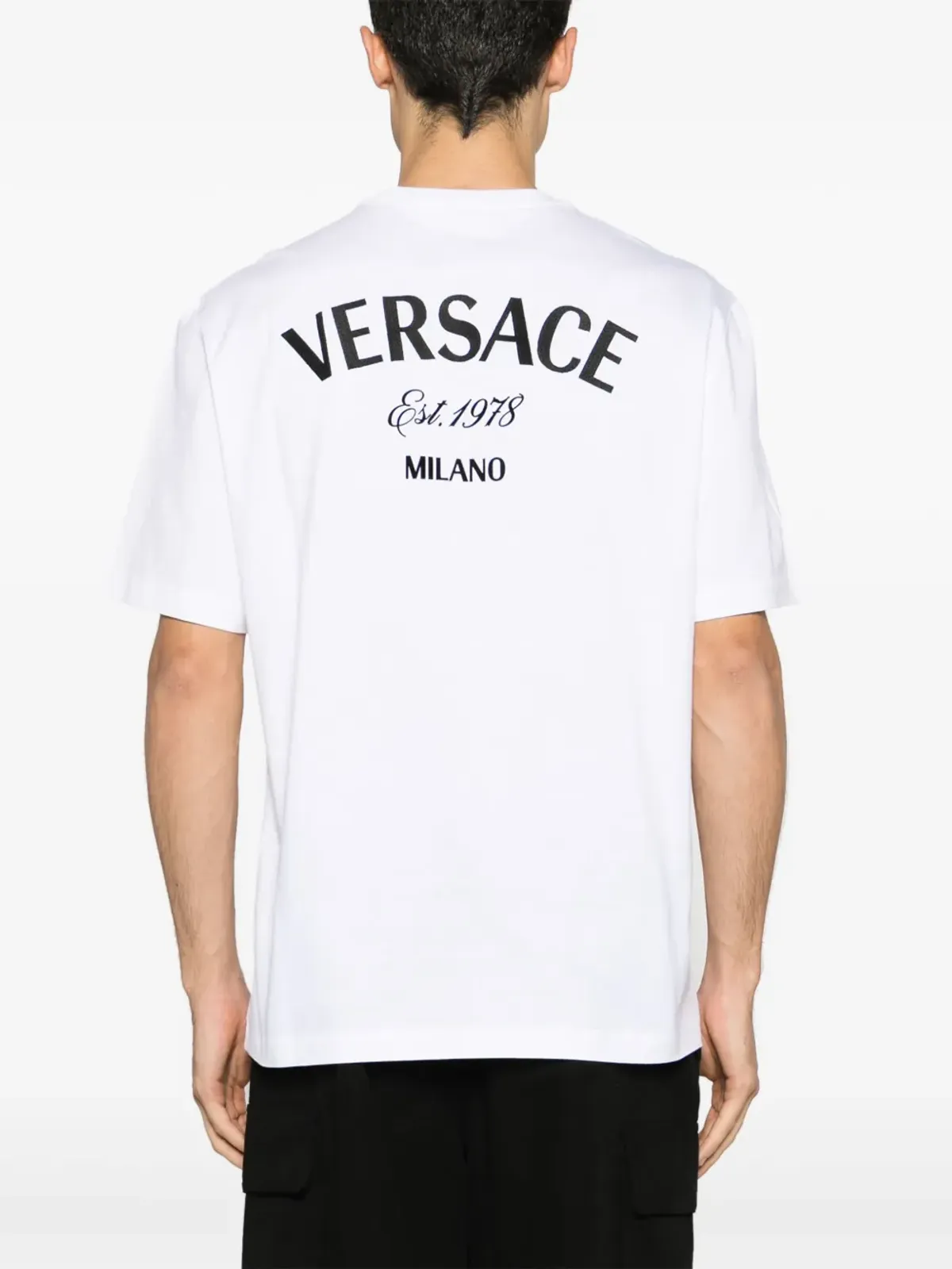 Versace Milano Stamp 刺繍入りコットンTシャツ - ホワイト - 画像4